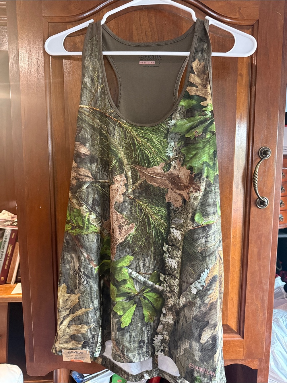 Magellan Outdoors Green and Brown Camouflage Racerback Tank